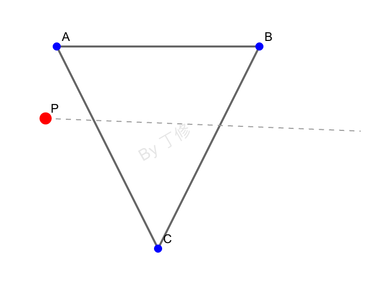 射线法 点在三角形外